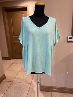 Cherish Mint green V-Neck Flutter Sleeve Tunic